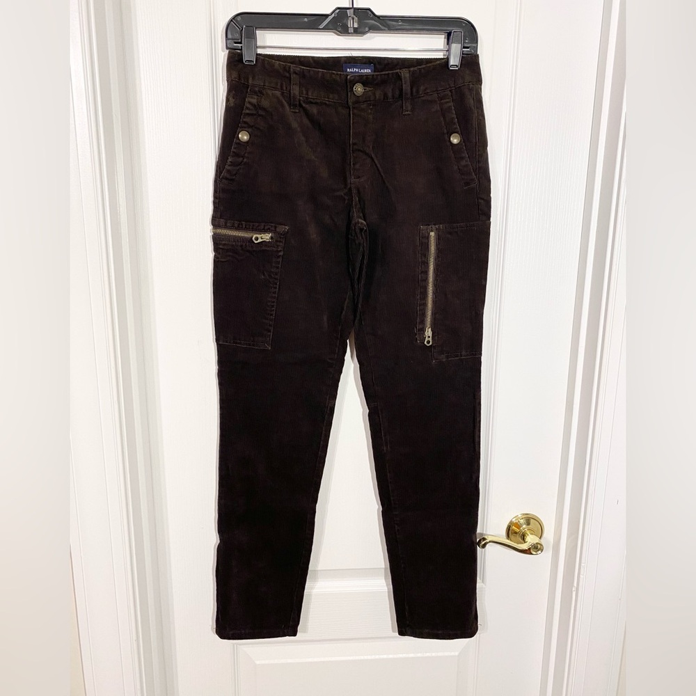 Ralph Lauren Corduroy Moto Zip Pants Brown Girl’s Size 16